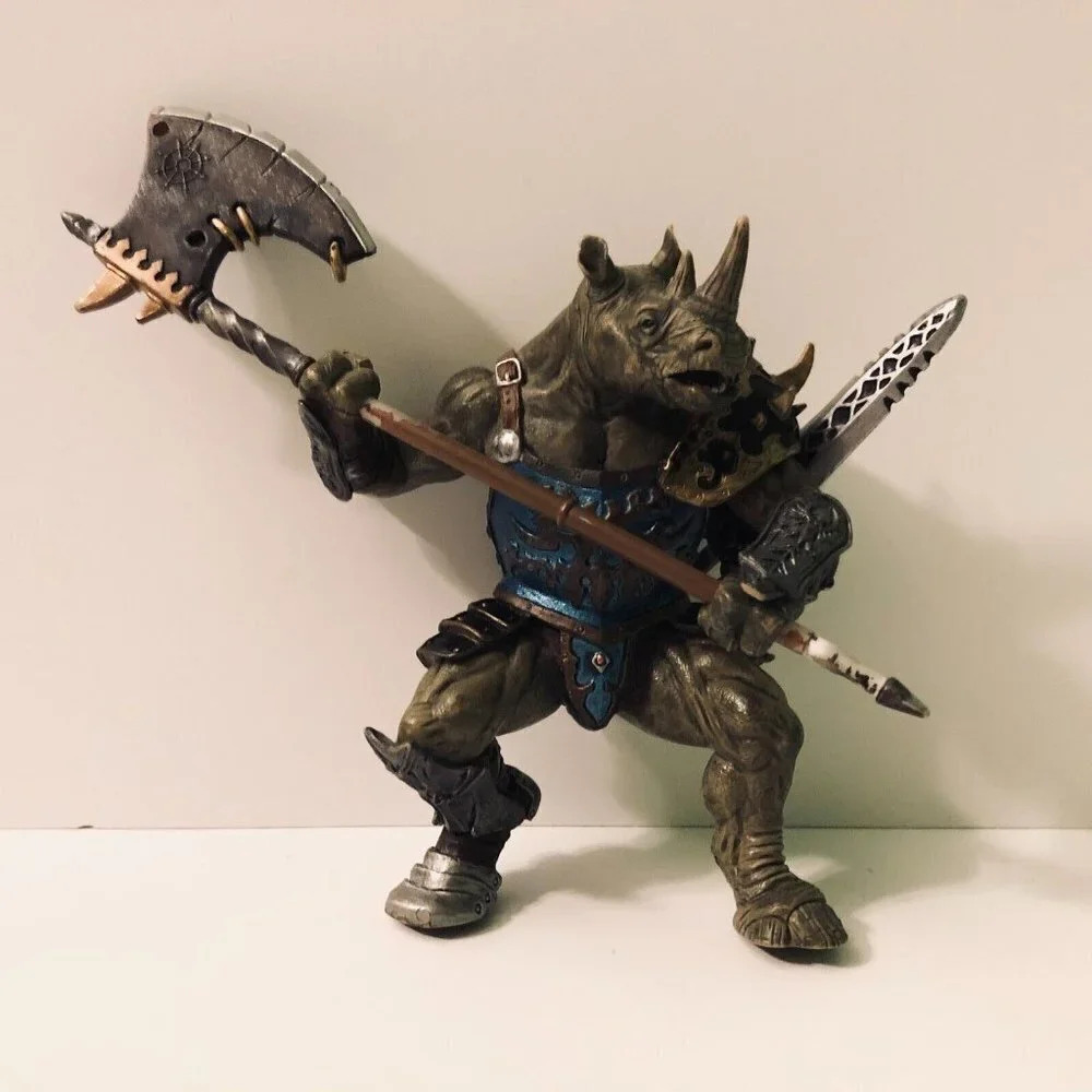 2007 Papo Fantasy Mutant Rhino Man Warrior Knight 4 Inch Tall Figure Toy